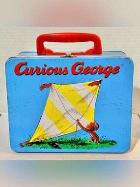 Vintage 1997 Schylling Curious George Kite Metal Lunch Box ⭐️⭐️Pre-Used Fair⭐️⭐️